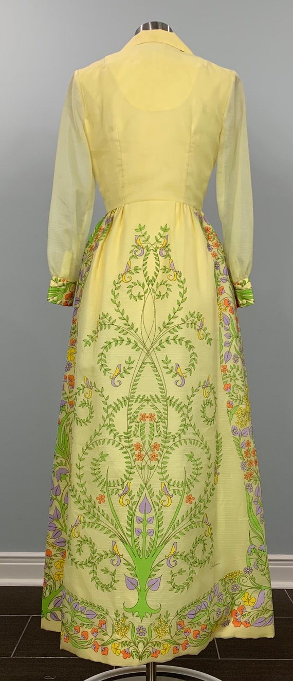 60s Alfred Shaheen Yellow Maxi Dress - 1960s Host… - image 9