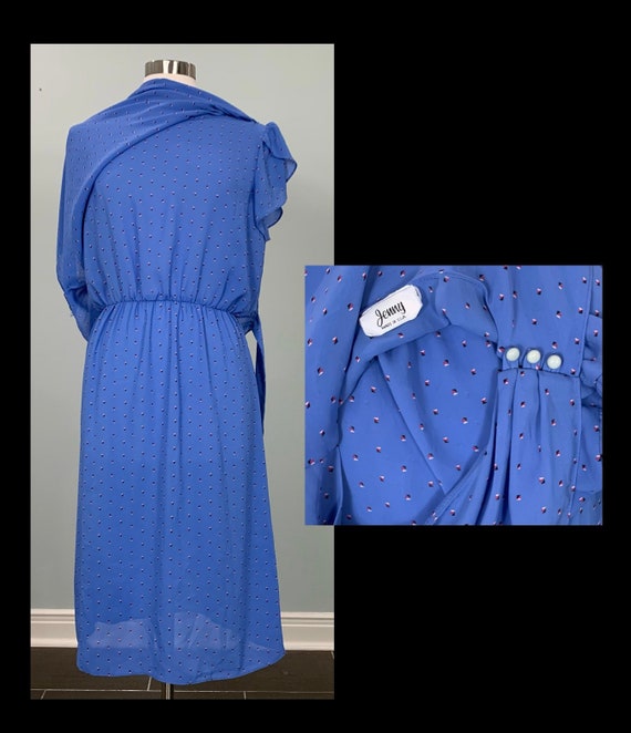 Blue Secretary Dress by Jenny - Size 12/14 - 80s … - image 9