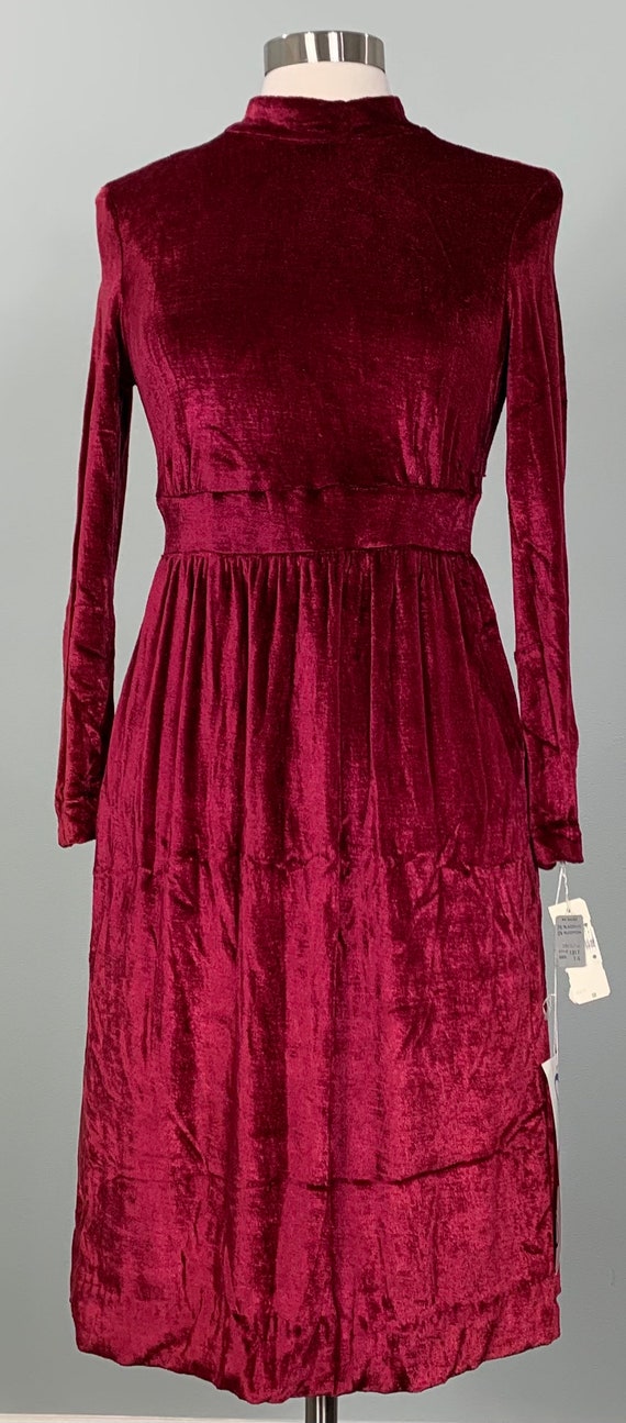 Deep Red Velveteen Mini Dress by Chatham House - … - image 2