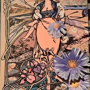 Dame baroque avec marguerites violettes