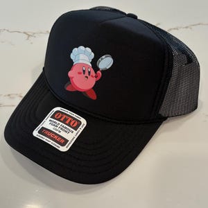 Chef Kirby Trucker Hat: Anime Cooking Gift