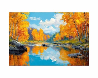 Autum Forest landscape Canvas Art Painting