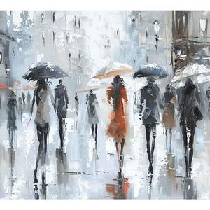 Streets In Paris Poeple Walk Black & white Painting