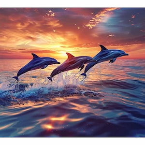 Flying Dolphins Canvas painting Print