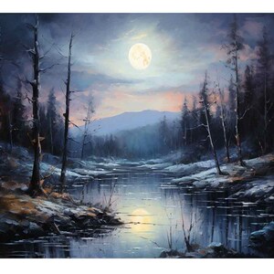 Moonlight landscape Painting for bedroom