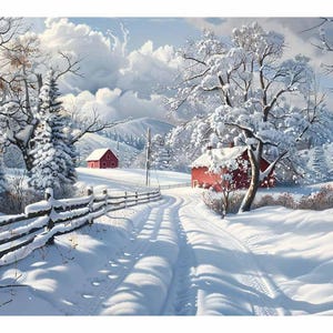 Winter Landscape Canvas Painting Print