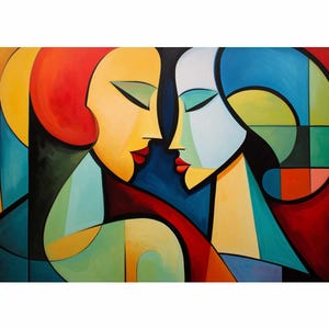 Two Women Modern Art Canvas Print