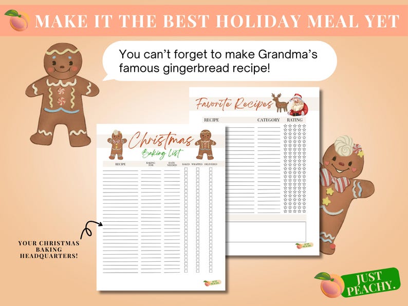 Christmas Meal Planner Template Hosting Cooking Planner Christmas ...