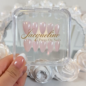 Handmade Chrome Pink Press On Nails: Glossy Almond, Bridal & Office