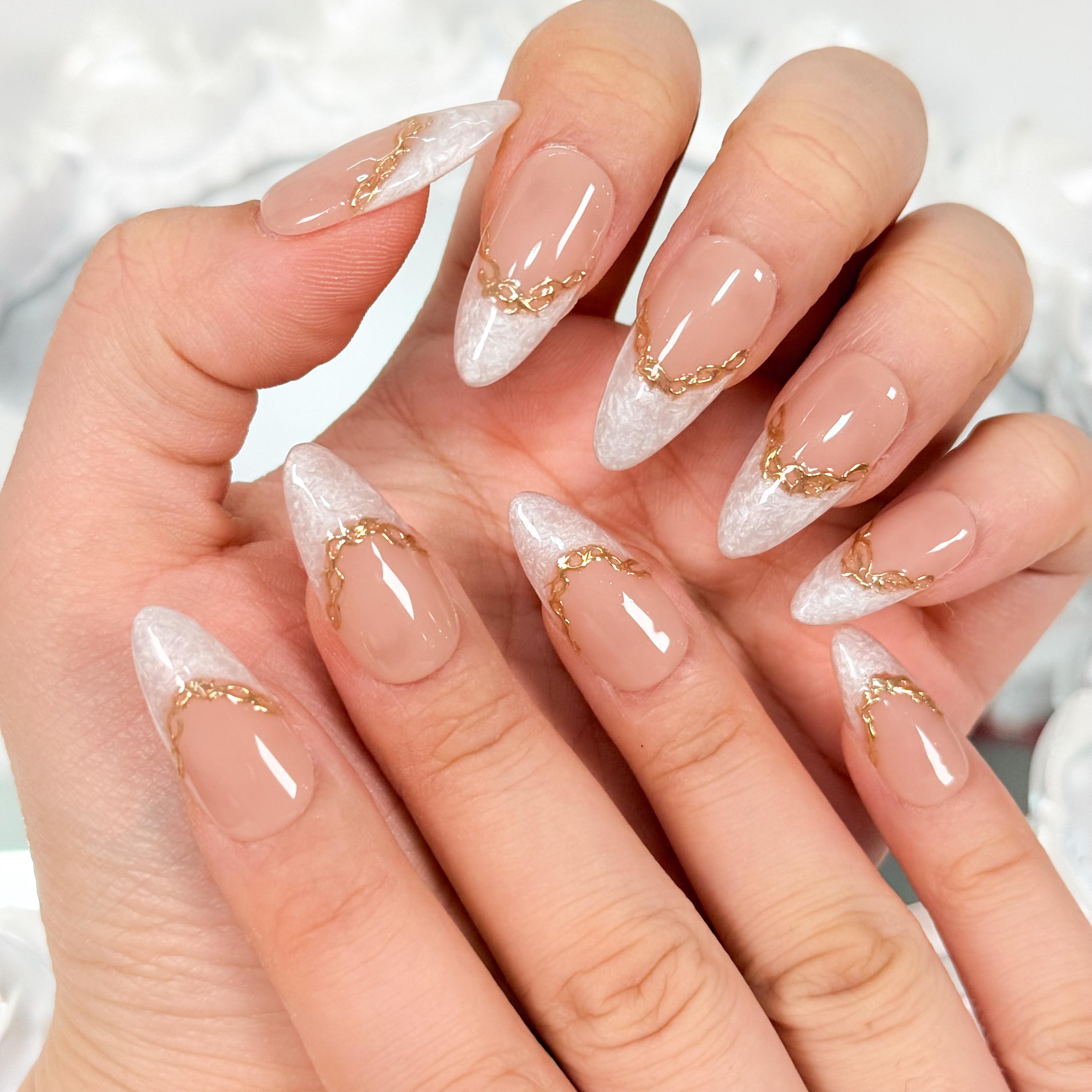 Gold Acrylic Nails - Etsy
