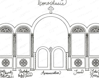 Atividade imprimível de iconostase cristã ortodoxa