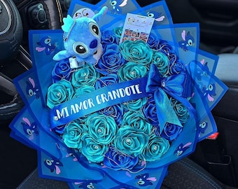 My best seller/ Stitch bouquet eternal roses/ cute stitch ramo 30 roses