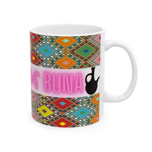 Ethiopian Buna Tilet Coffee Mug | Traditional Ethiopian Design | Cultural Gift Idea | 11oz 15oz Ceramic Coffee Cup