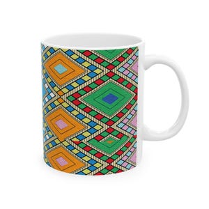 Ethiopian Tilet Coffee Mug | Traditional Ethiopian Design | Cultural Gift Idea | 11oz 15oz Ceramic Coffee Cup