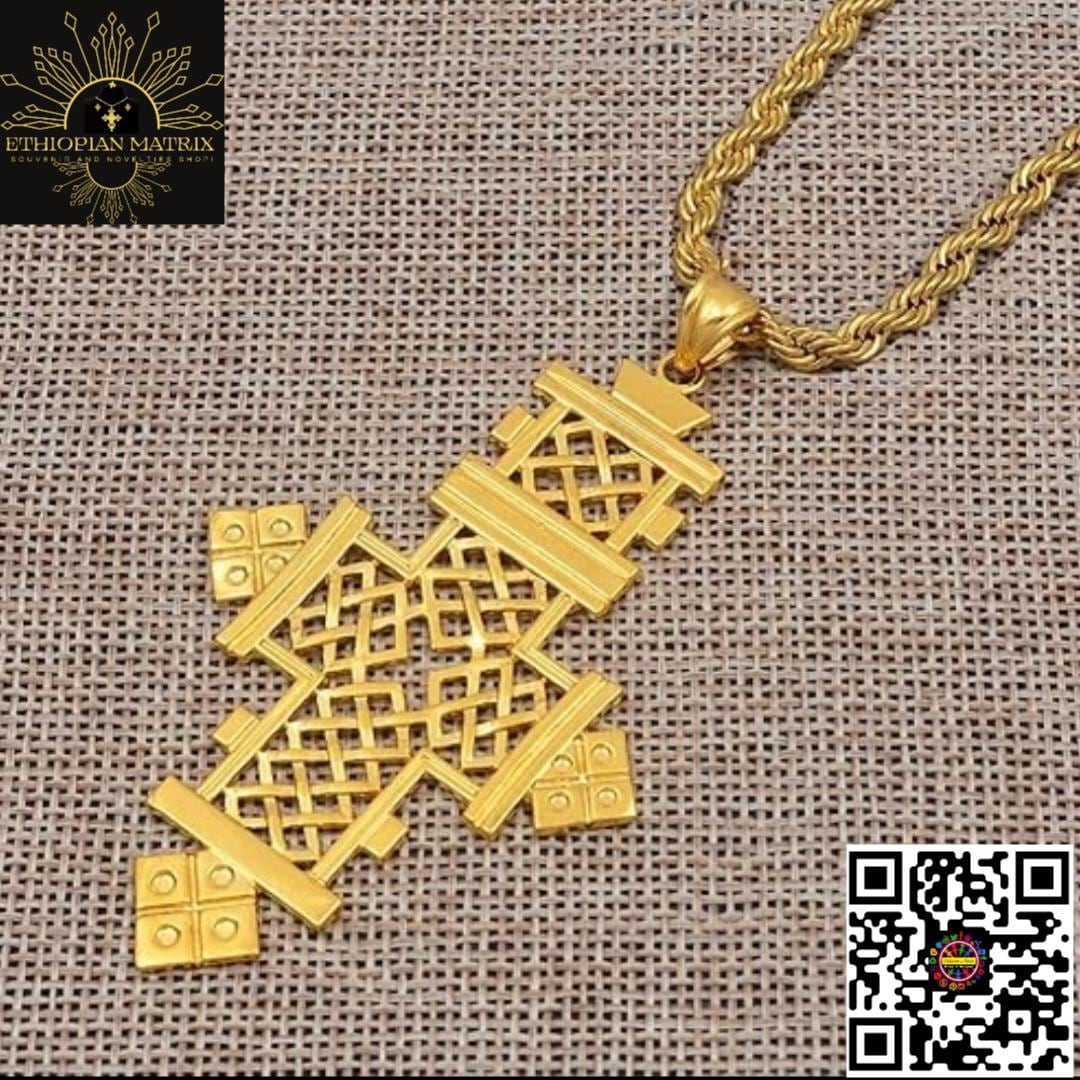Medium Sacred Ethiopian Orthodox Cross Necklace | Eritrean Gold