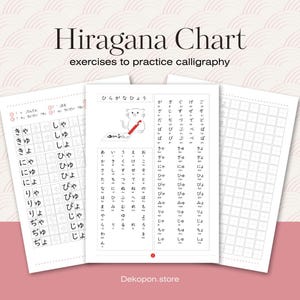Hiragana chart + practice workshop | Japanese Hiragana Practice Pages | Tracing Workbook | Hiragana Handwriting Workshee | Hiragana Study