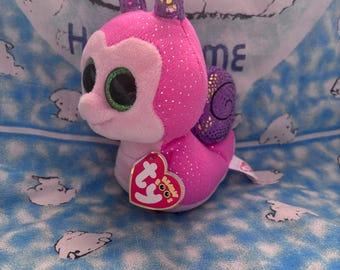 Scooter the pink purple rainbow snail 6” beanie boo with tag