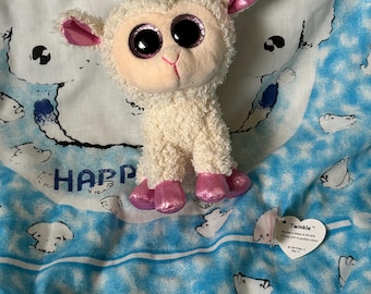 Peluche TY Dixie | Agnellino Grigio E Rosa Con Occhi Glitterati | 24 Cm | Edizione Limitata Pasqua | Glubschis