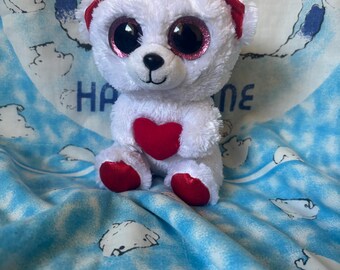 Cuddly Bear the white & red polar bear with Valentine’s Day heart 6” Ty beanie boo no tag
