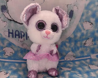 Nina the white mouse with pink tutu 6” Ty beanie boo comes with hang tag