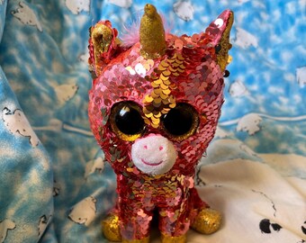 TY Blitz Blue Unicorn Boo Key Clip - Plush Keychain With Light Up Eyes | Collectible Cute Clip