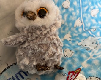 Owlette the grey and white white owl 6” beanie boo with loose tag