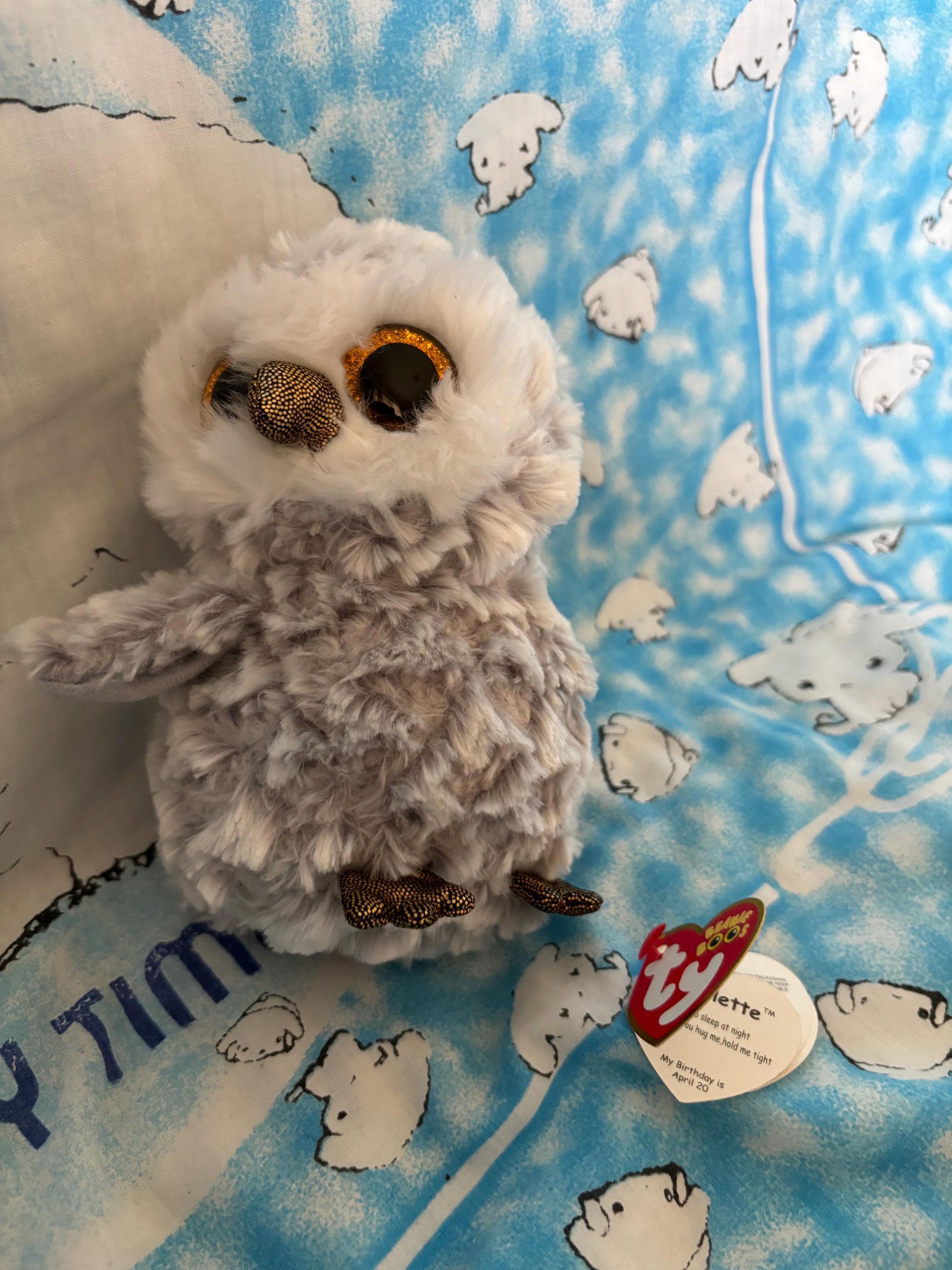 Owlette the Grey and White White Owl 6” Beanie Boo With Loose Tag