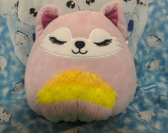 Alessi The Pink & Rainbow Fox 7” Squishmallow, no tag, marked bum tag