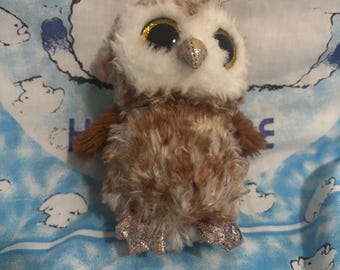 Percy the brown and white owl 6” beanie boo with no tag bum tag has been marked