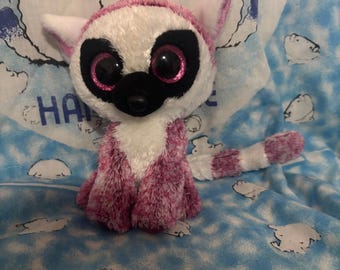 Leeann The Pink & White Lemur 6” Ty Beanie Boo, No Tag