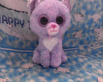 Ty Beanie Boo Cassidy the Pink & Purple Cat Plush 6 inches no tag bum tag marked paint mark on back