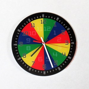Learn to Tell Time Clock - 10.75 inch diameter - Gift for Special Needs Student, Nursery, Playroom, Preschool, Teacher, Classroom