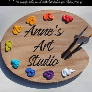 Personalized Art Palette Studio Sign or Wall Hanging with Quote or Wording of your Choice - BRIGHT - Unique Art Studio Decor or Artist Gift