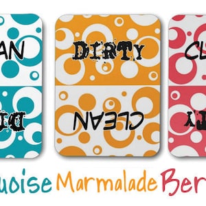 Clean Dirty Dishwasher Magnet, Circles Bubbles Pattern - Clean, Dirty Sign - Color Choices