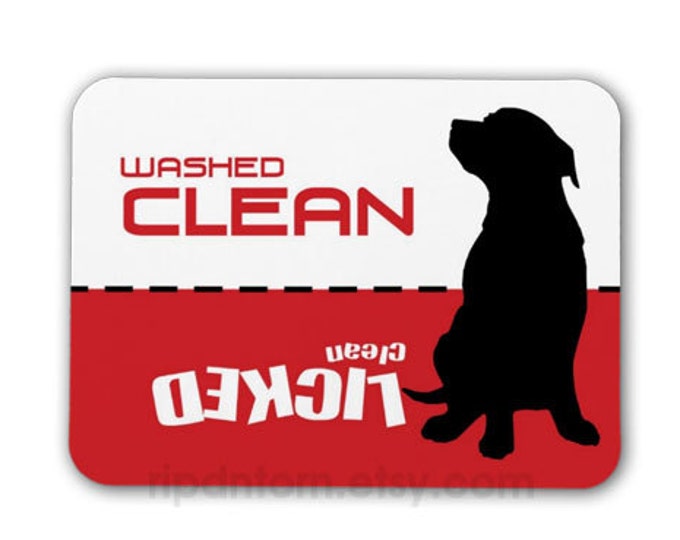 Clean Dirty Dishwasher Dog Design Washed Clean, Licked Clean