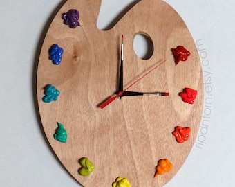 Artist Palette Clock - Art Studio Decor, Gift for Painter or Graphic Designer
