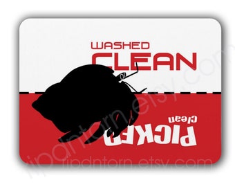 Clean Dirty Dishwasher Magnet, My Hungry Hermit Crab Design - Washed Clean, Picked Clean Sign, gag gift, stocking stuffer crustacean lover