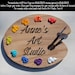 Personalized Art Palette Studio Sign or Wall Hanging with Quote or Wording of your Choice - BRIGHT - Unique Art Studio Decor or Artist Gift 