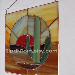 Cactus Western Desert Stained Glass Suncatcher DIY Template Pattern - DIGITAL DOWNLOAD - Great for beginners