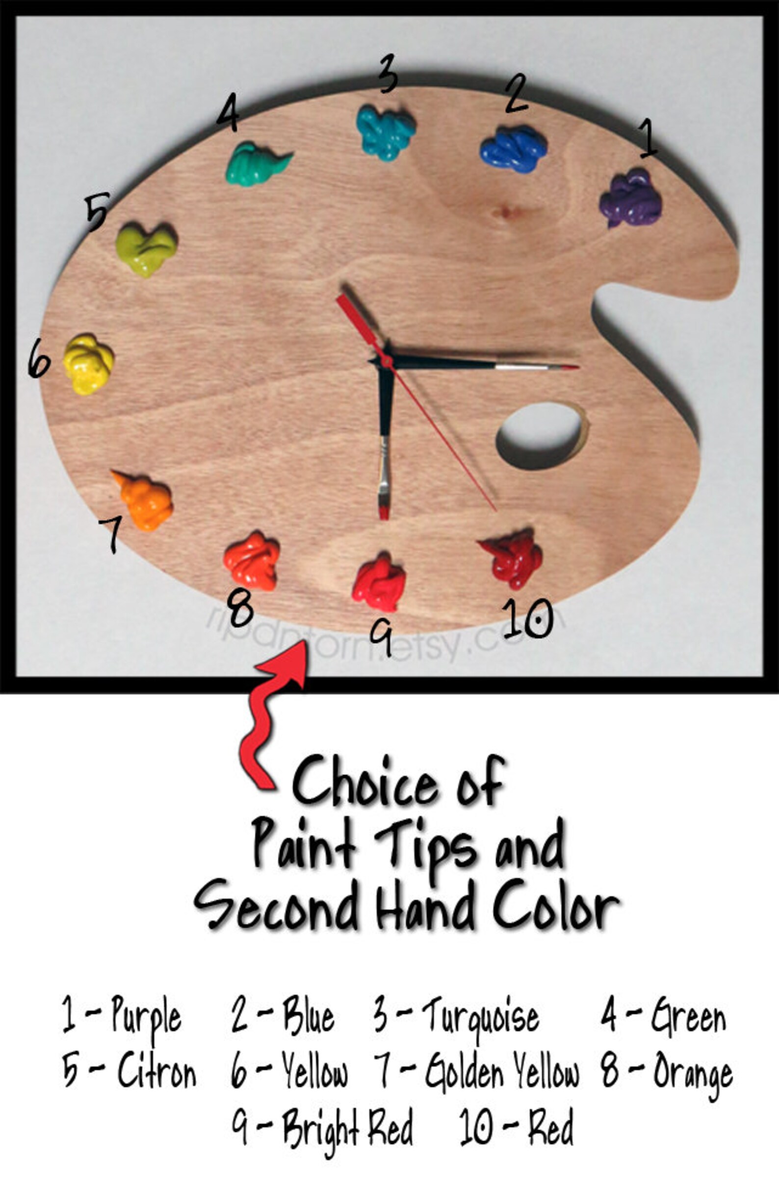 Personalized Artist Palette Clock Wording of Your Choice 3D Etsy