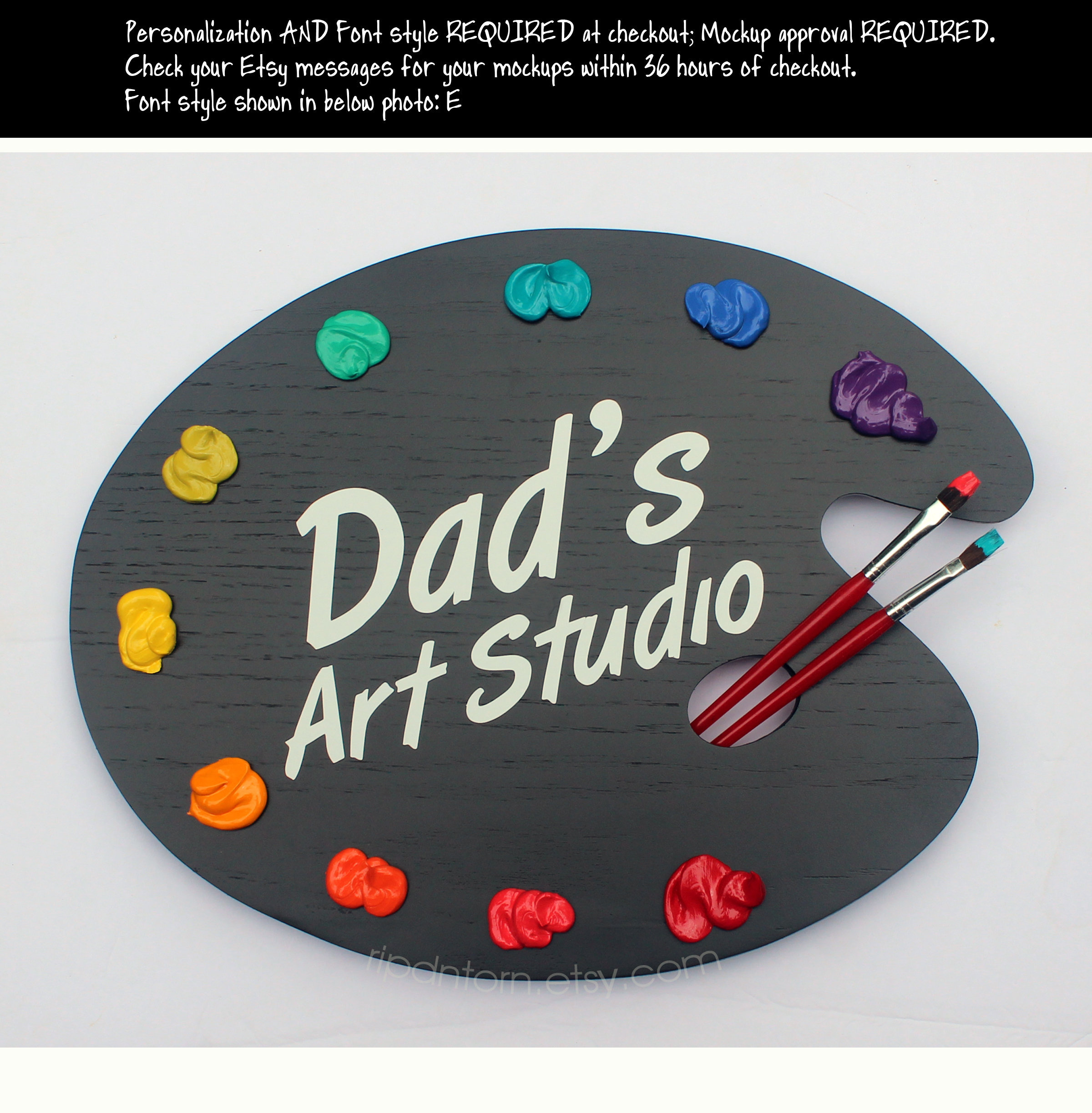 Personalized Artist Art Studio Palette Sign With Choice of Wording