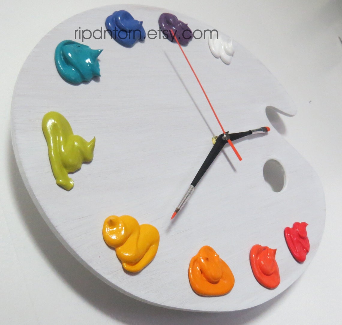 Artist Palette Clock 3D Paint on Wood Left or Right Handed Etsy