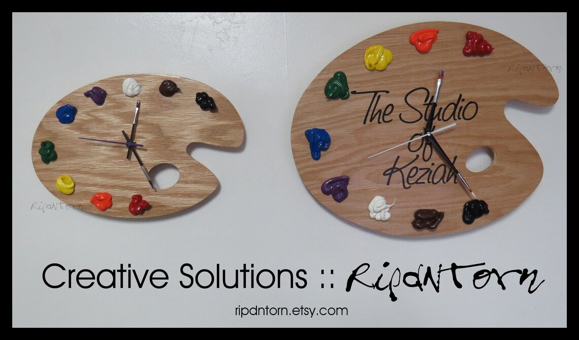 Artist Palette Clock 3D Paint on Wood TRADITIONAL SMALL Etsy Canada