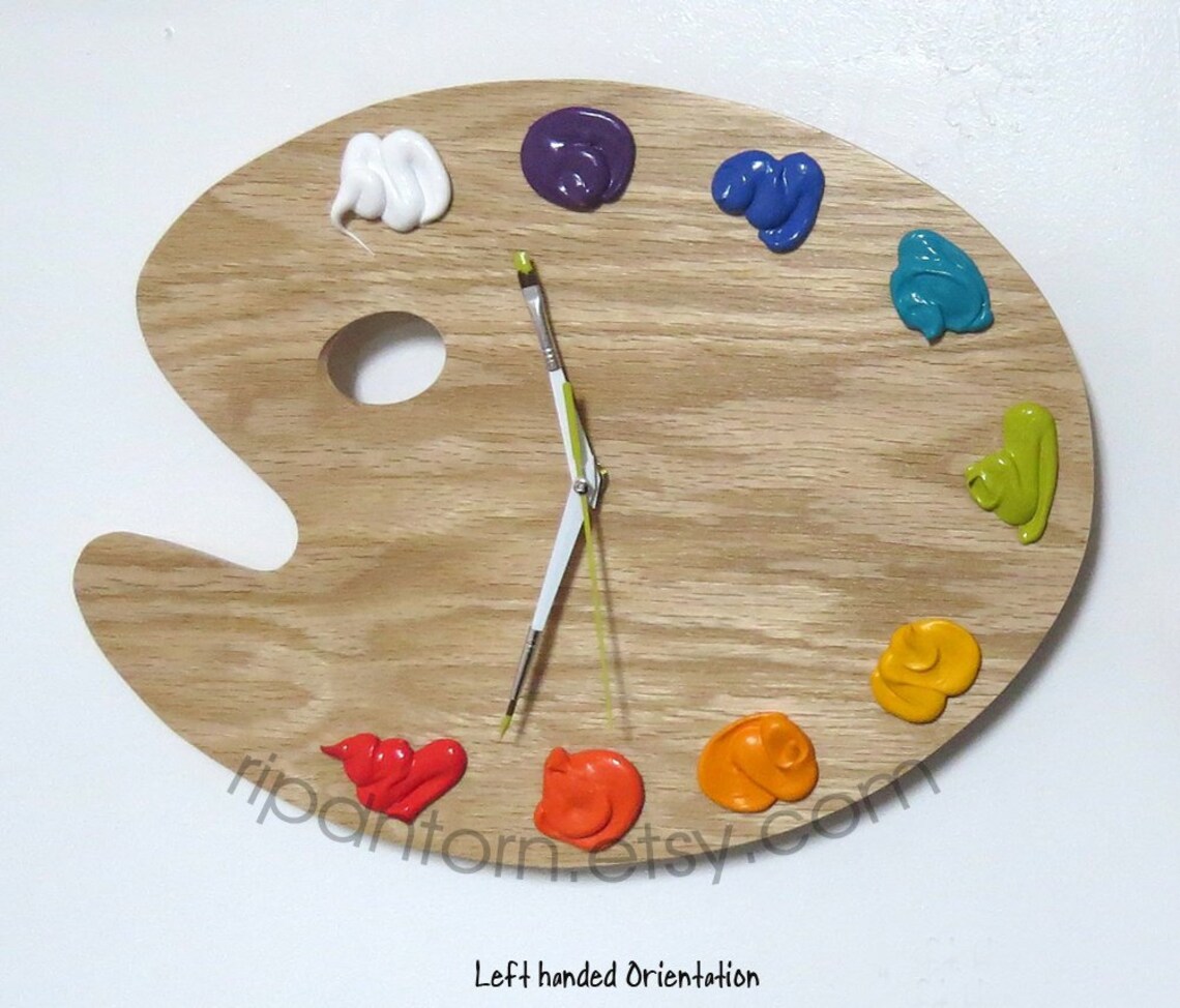 Artist Palette Clock 3D Paint on Wood Left or Right Handed Etsy