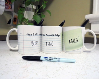 To Do List Coffee Mug - Things I WILL Accomplish Today - Funny Unique Dry Wet Erase Mug - Gift for friend, co-worker, boss, Honey Do List
