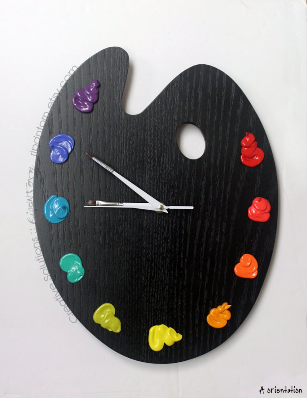 Artist Palette Clock 3D Paint on Black Wood Pallet Pallette Etsy