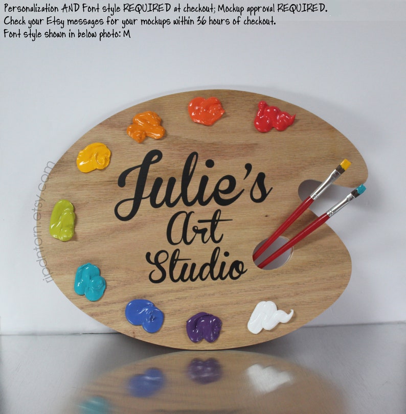 Personalized Art Palette Studio Sign or Wall Hanging with Etsy