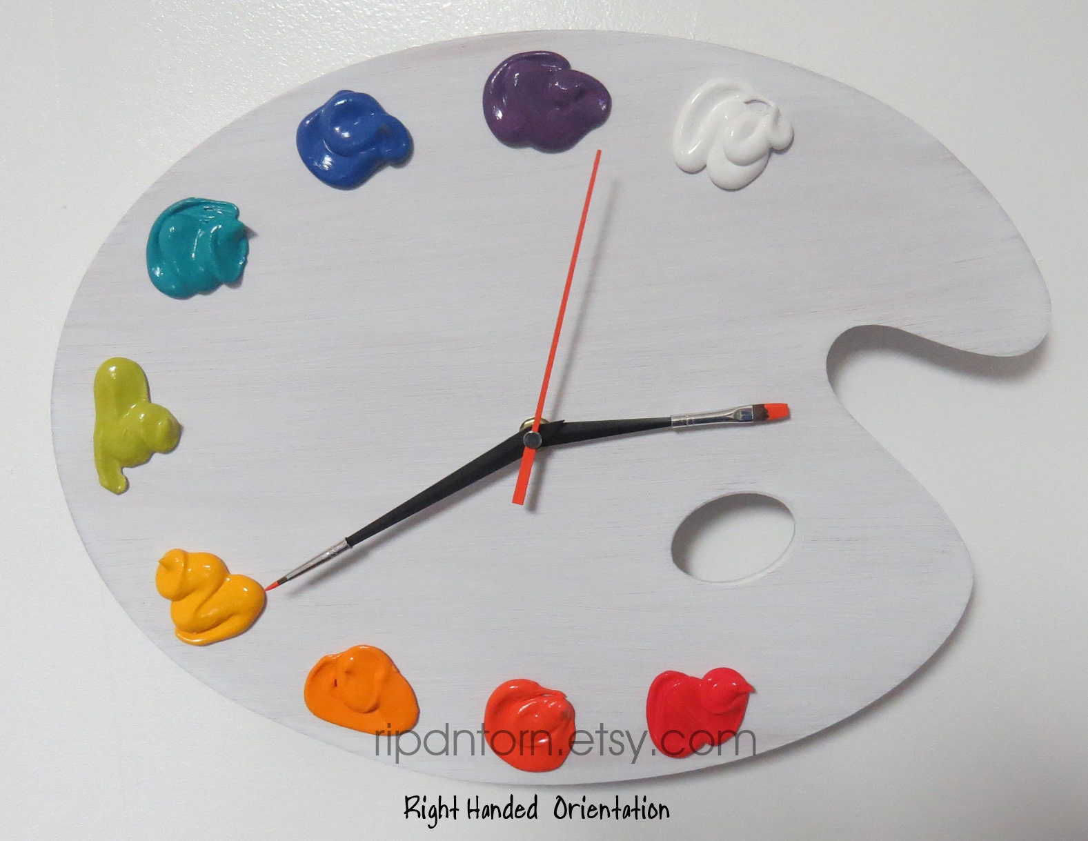Artist Palette Clock 3D Paint on WHITEWASHED Wood Left or Etsy