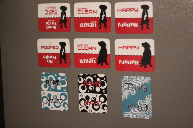 Clean Dirty Dishwasher Magnet, Dog Design - Washed Clean, Licked Clean ...