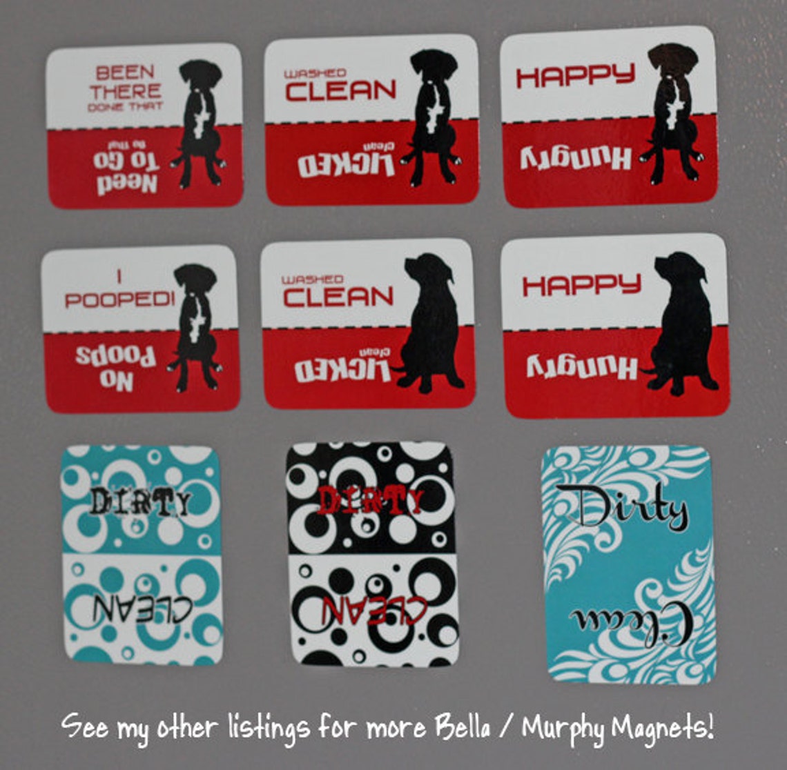 Clean Dirty Dishwasher Dog Design Washed Clean Etsy